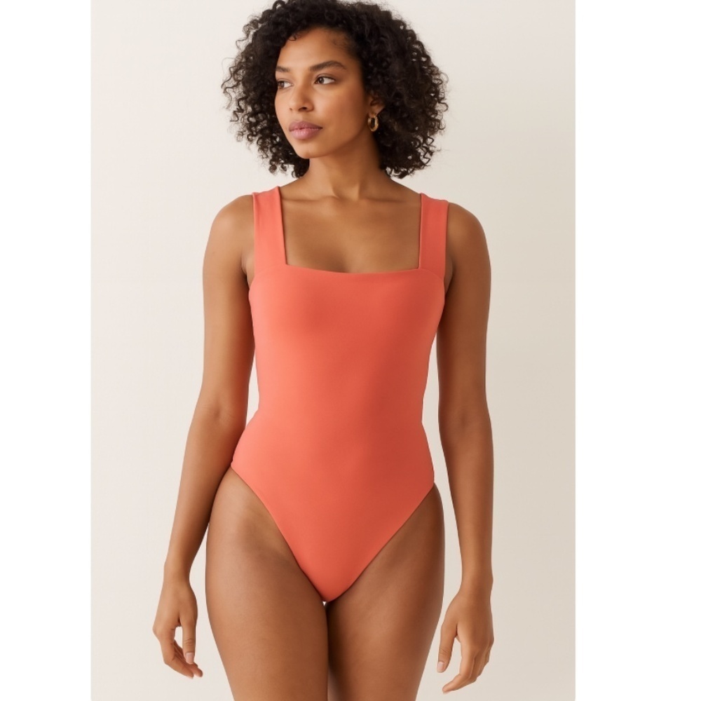 Abercrombie & Fitch Soft AF Collection Rust Orange Square-neck Bodysuit Size M